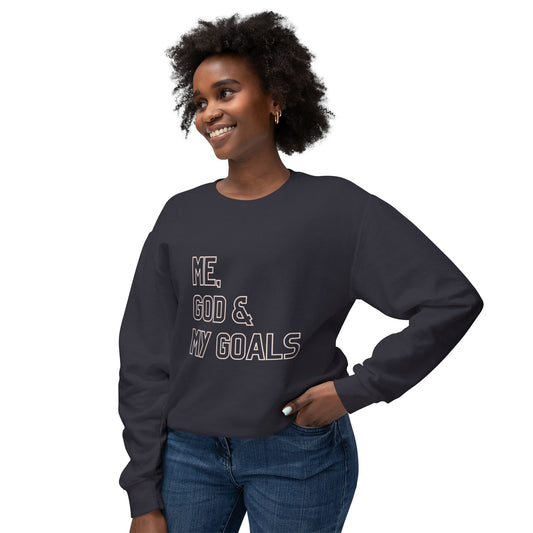 Sweatshirt — "Me, God & My Goals" Minimalist Inspirational Crewneck