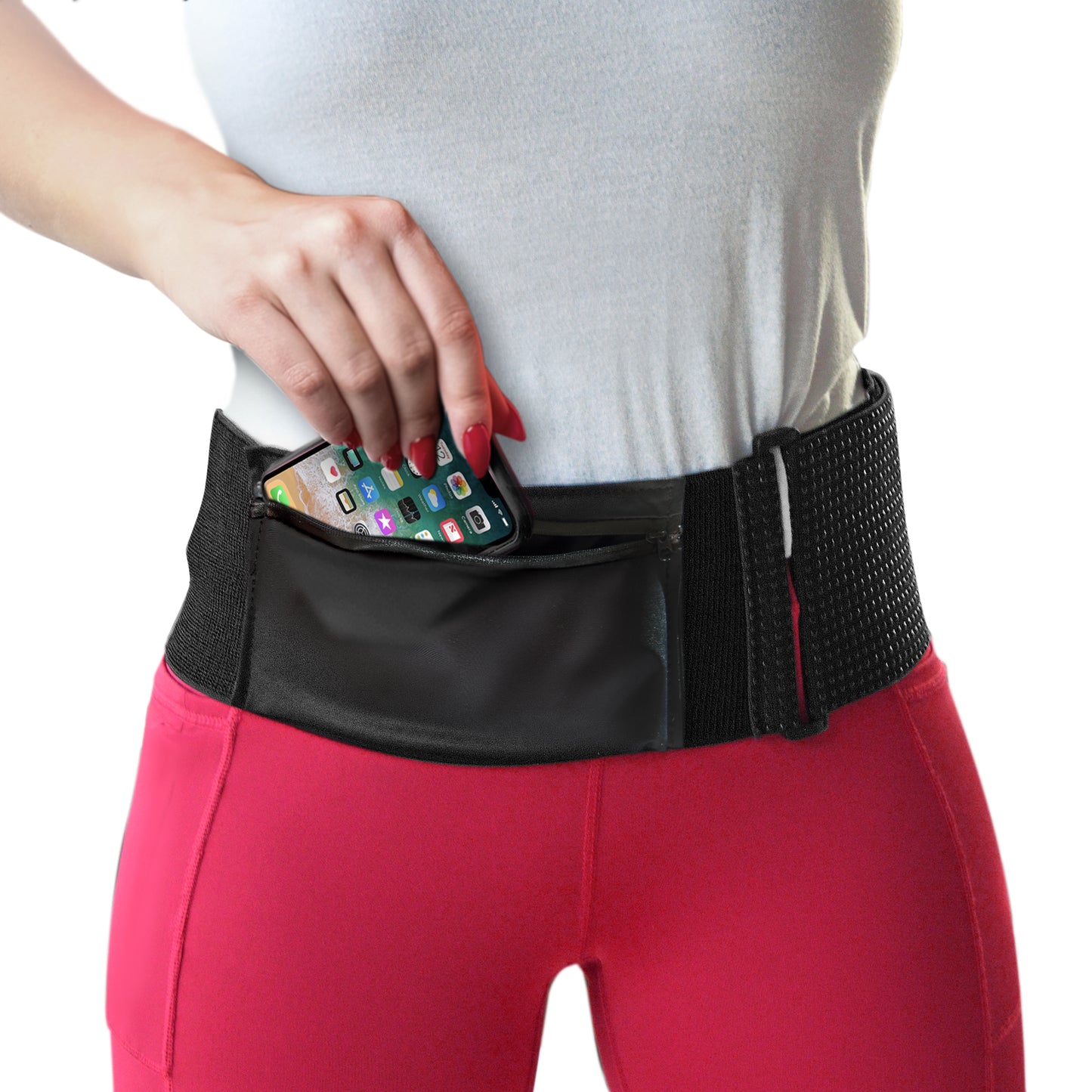 Keepsitup elastic work out belt helps  prevent pants from sliding under you belly while working out. Slim, Bounce Free, Adjustable Cinching Work out Belt